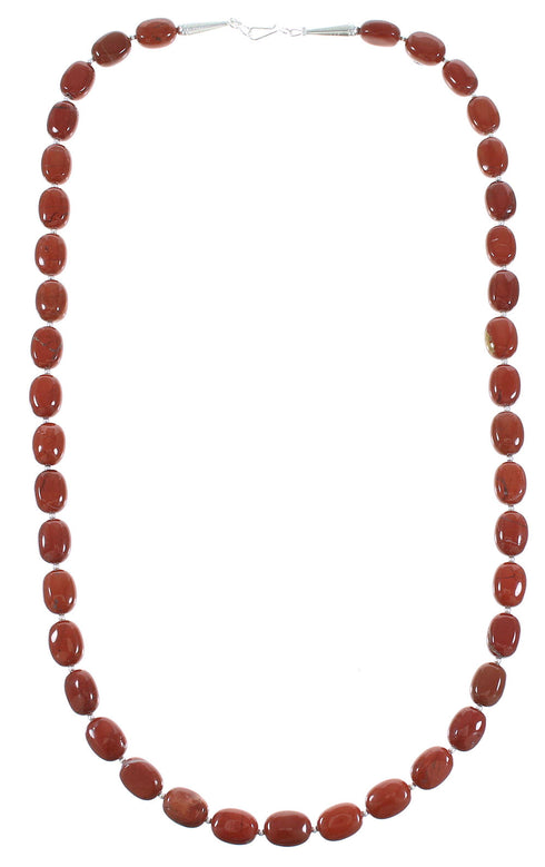 Navajo Indian Sterling Silver Jasper Bead Necklace RX107821